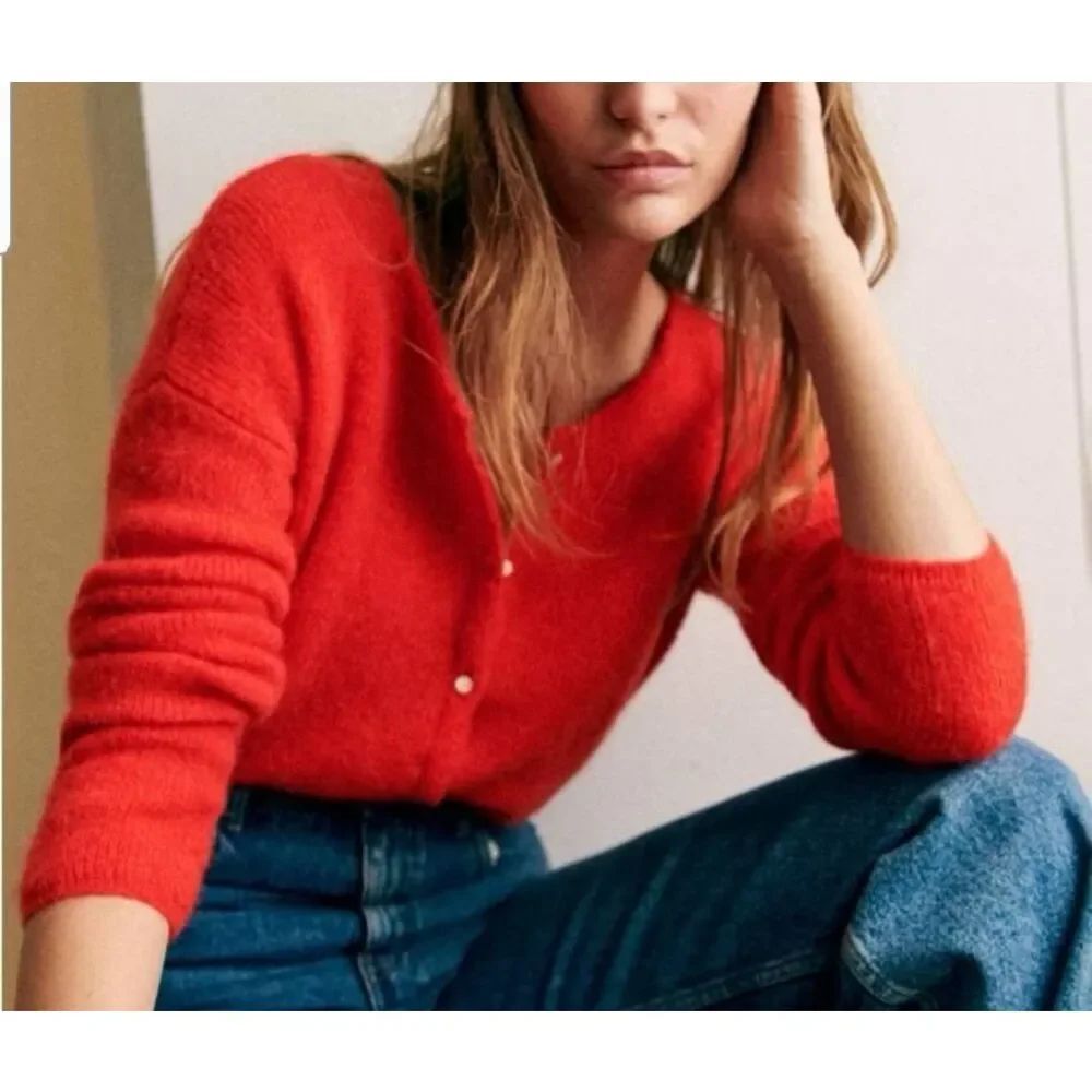 Sezane Gaspard Cardigan in Red sz XL